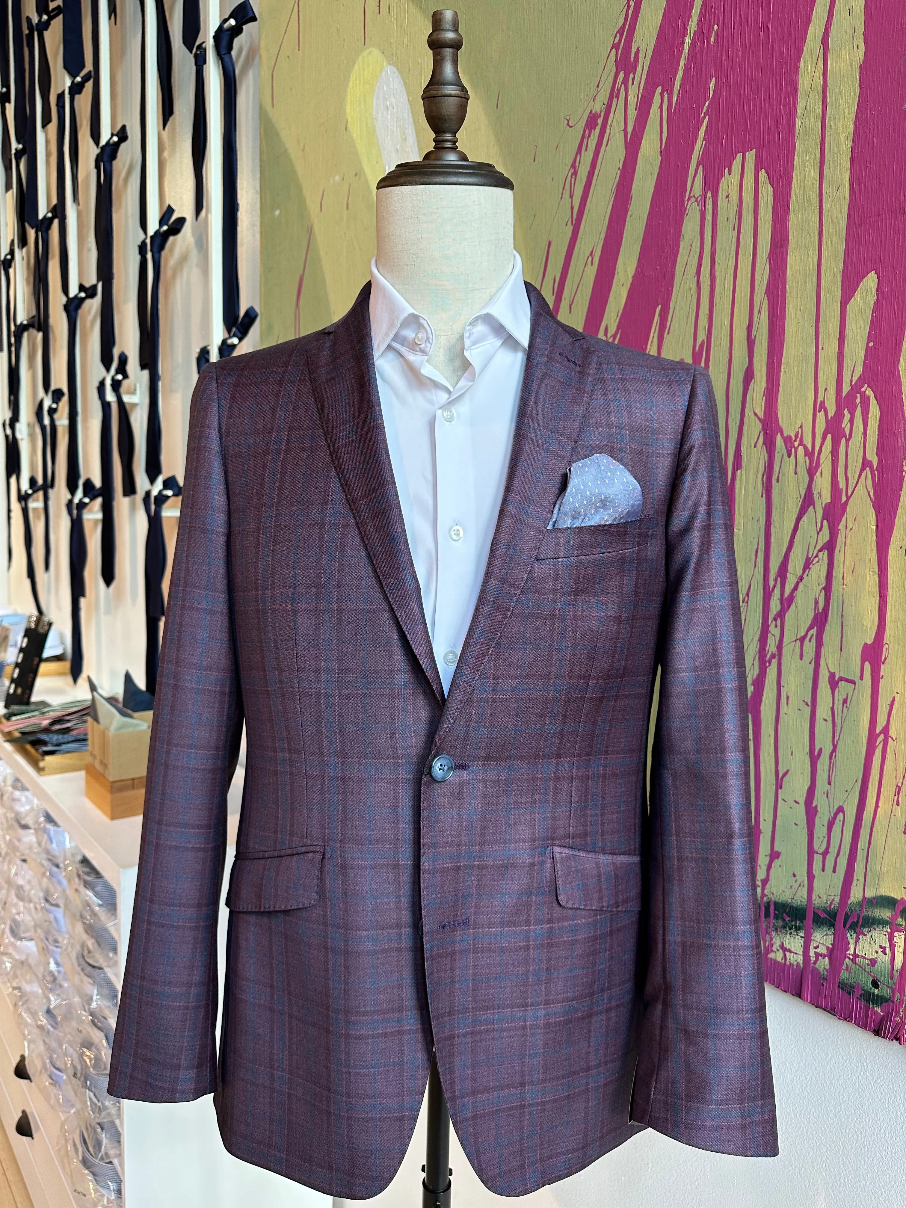 Berry & Blue Plaid Premium Italian Blazer