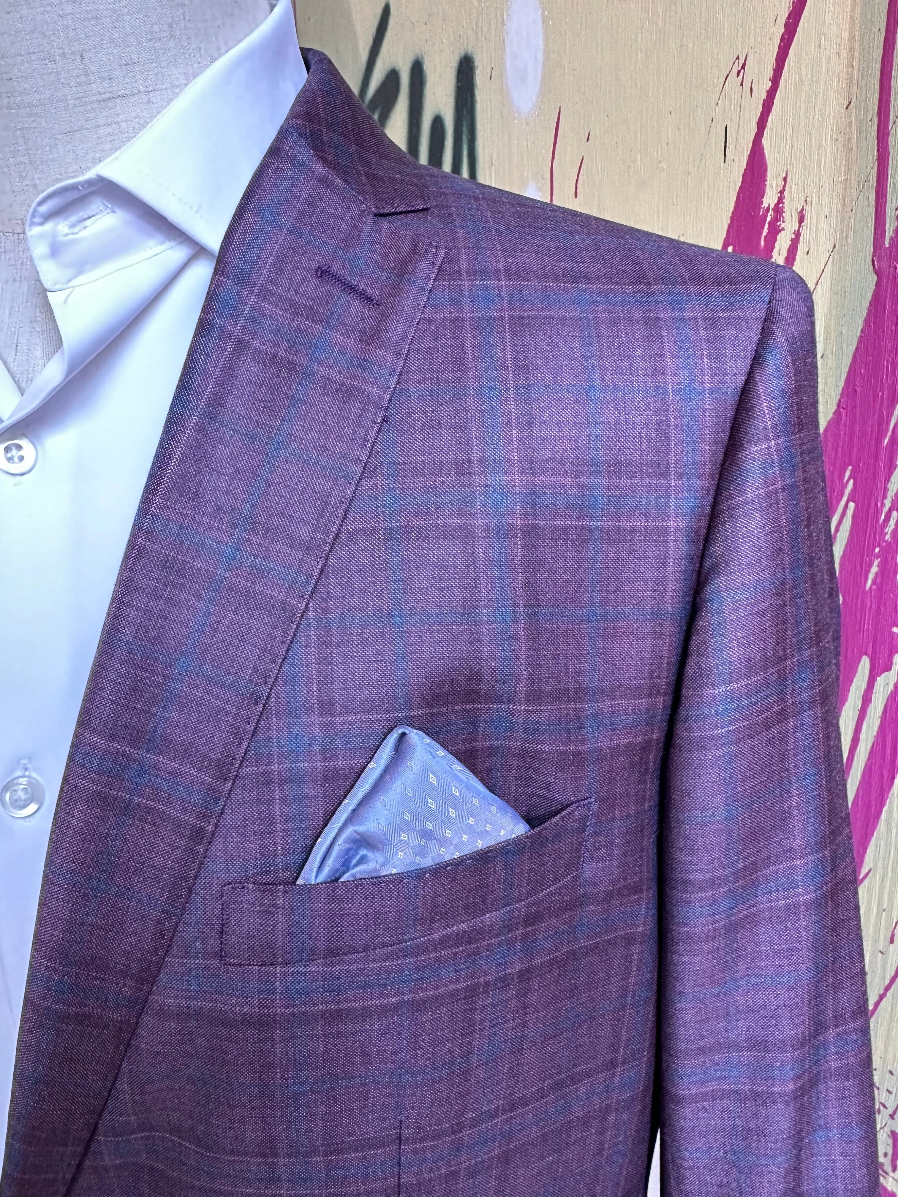 Berry & Blue Plaid Premium Italian Blazer