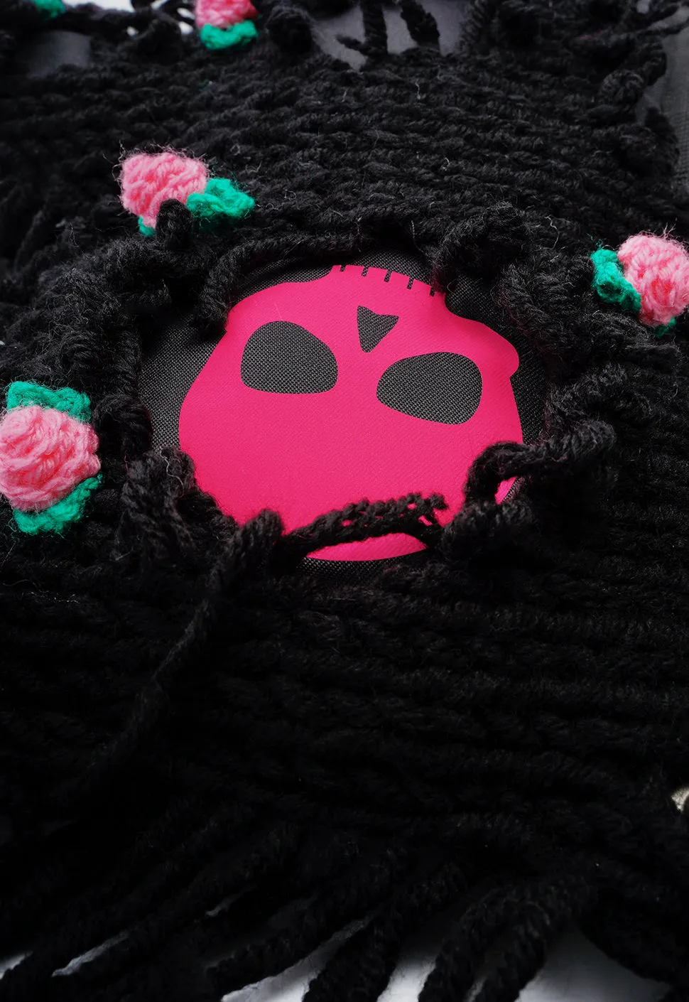 Black | Black Semi-Wool Coat & Roses | Spooky SkullBEARS Bear Bag