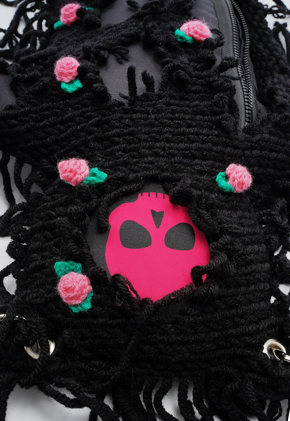 Black | Black Semi-Wool Coat & Roses | Spooky SkullBEARS Bear Bag