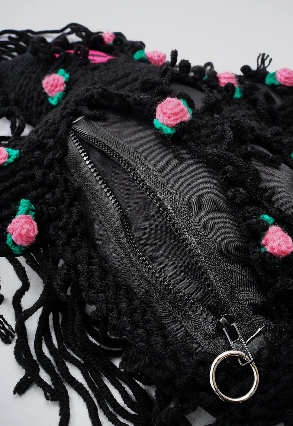 Black | Black Semi-Wool Coat & Roses | Spooky SkullBEARS Bear Bag