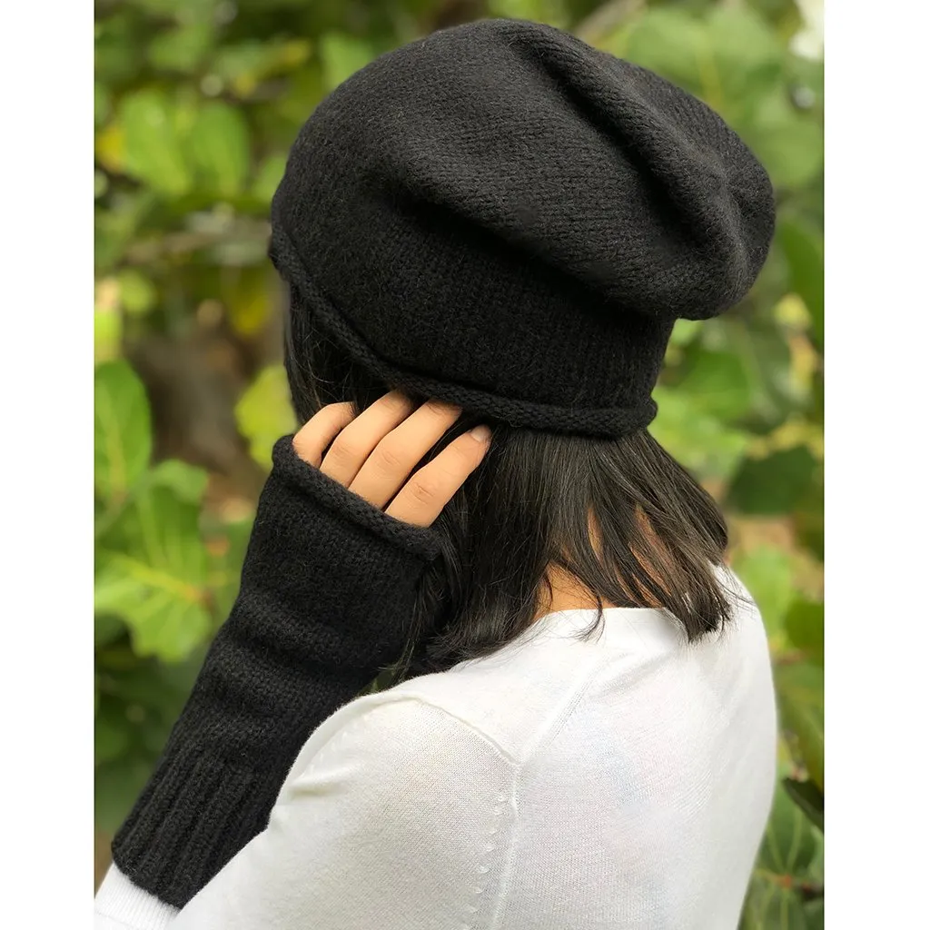 Black Essential Knit Alpaca Beanie - Sustainable Warmth and Effortless Style