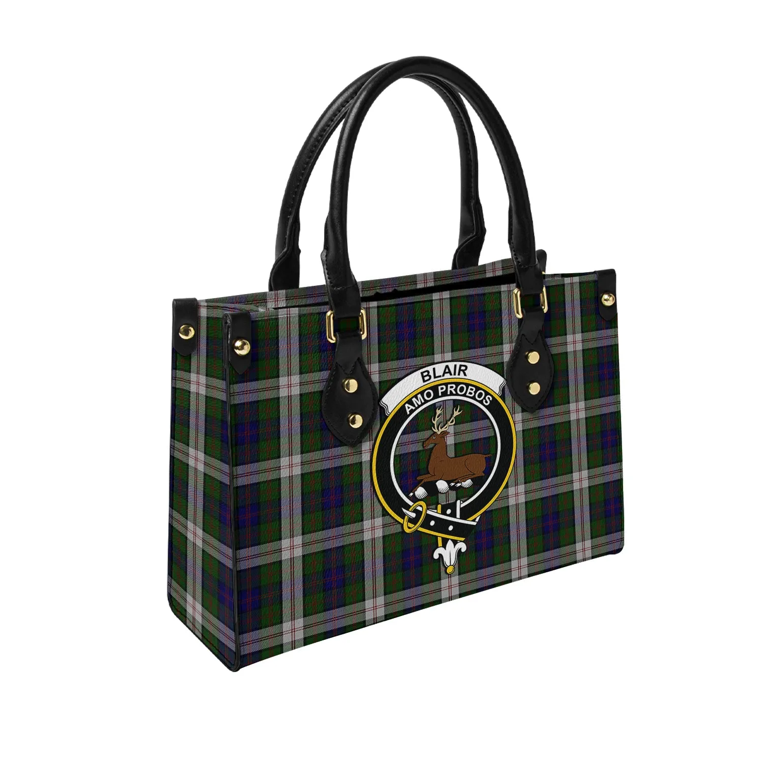 Blair Dress Tartan Leather Bag with Family Crest