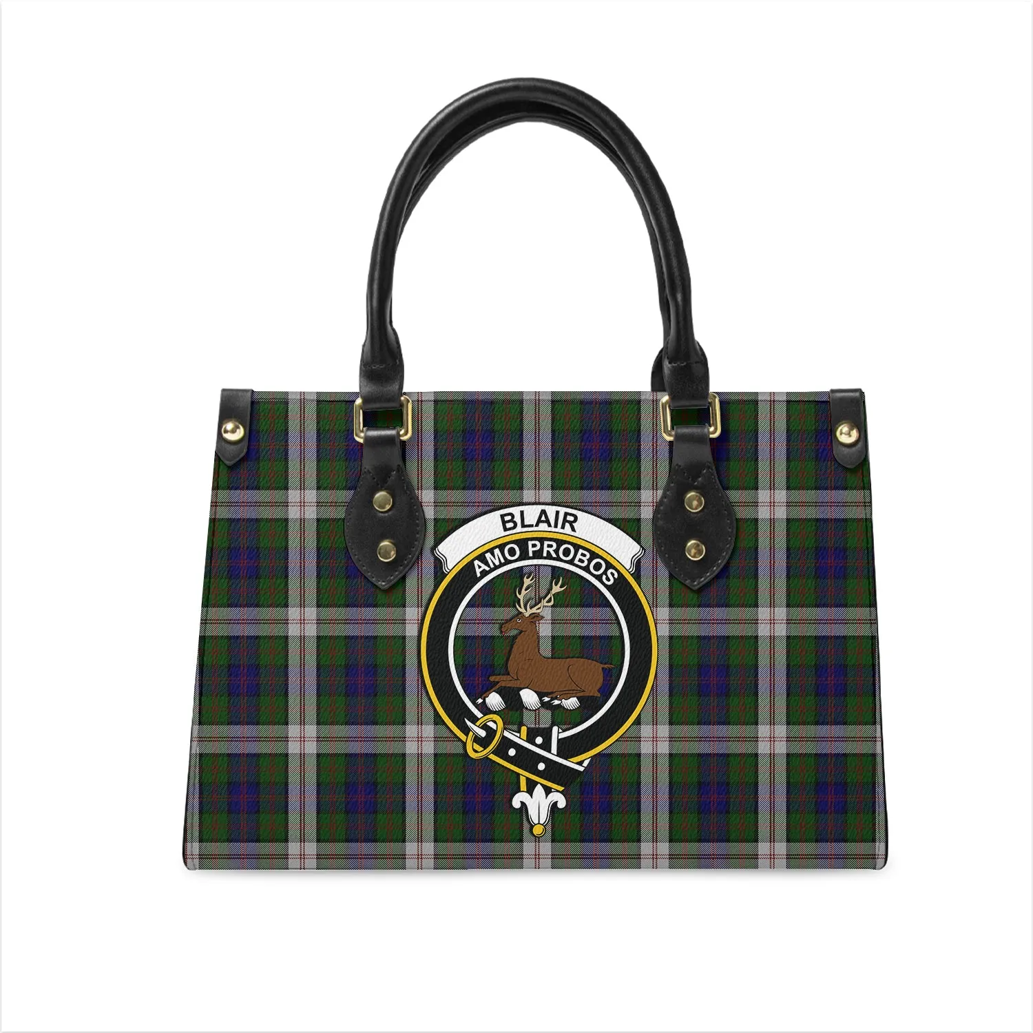 Blair Dress Tartan Leather Bag with Family Crest