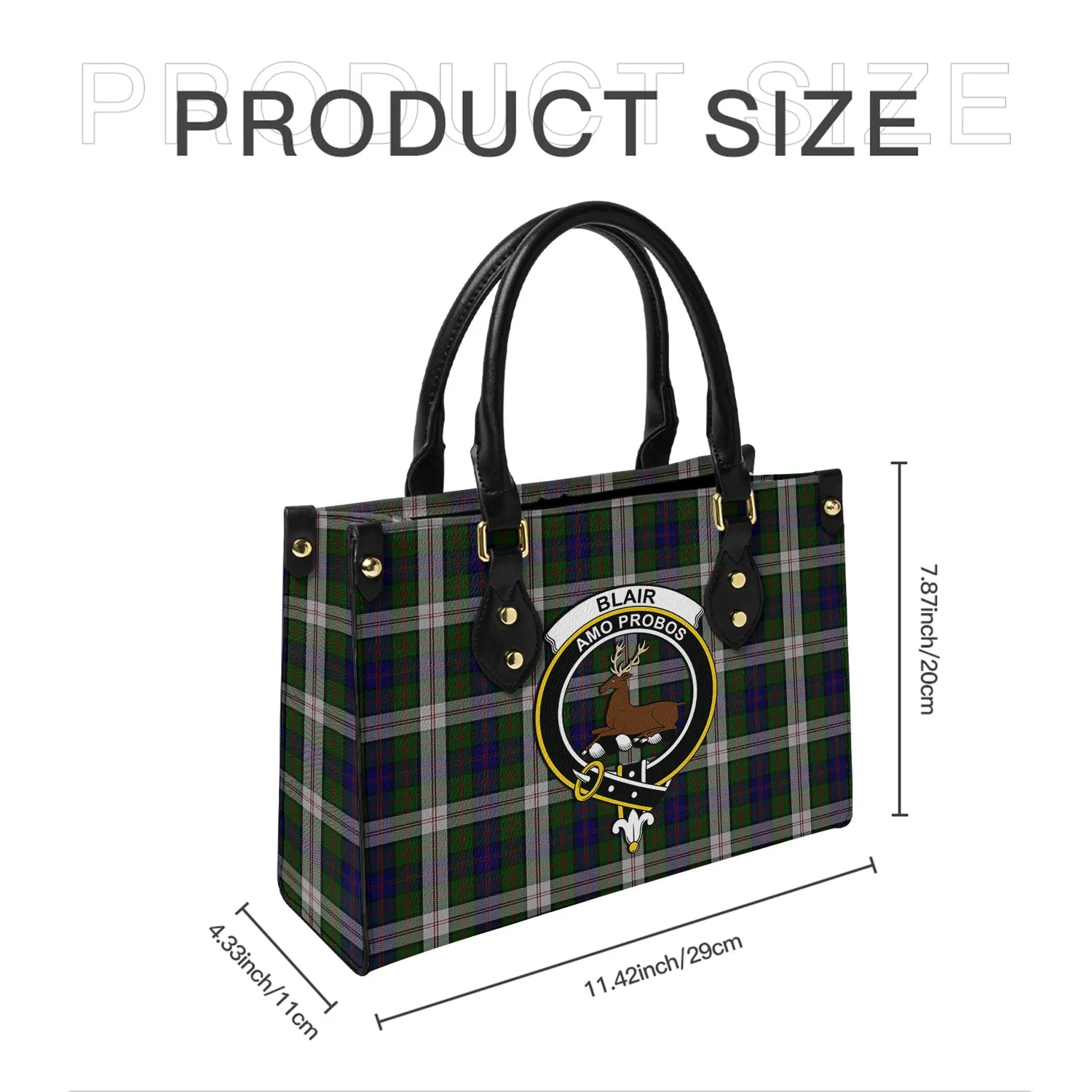 Blair Dress Tartan Leather Bag with Family Crest