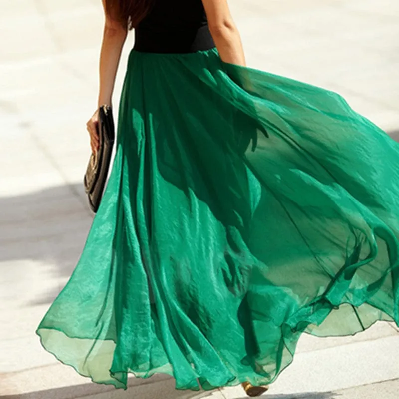 Boho Ruffled Chiffon Skirt