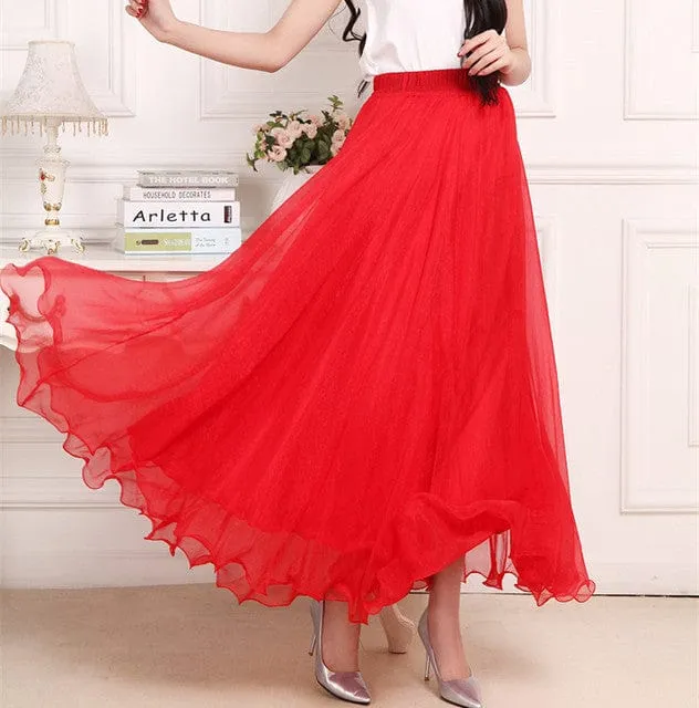 Boho Ruffled Chiffon Skirt