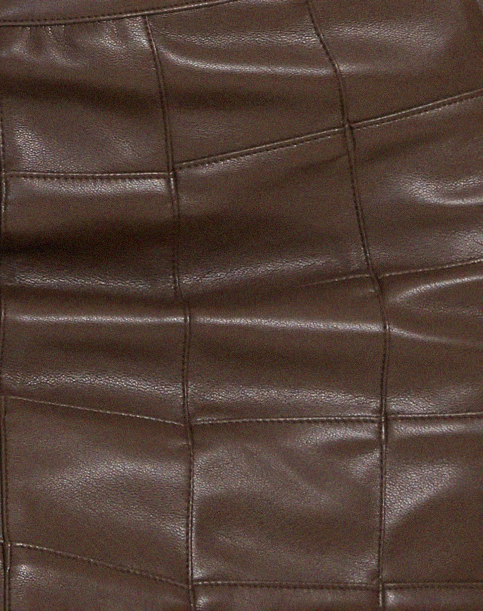 Bora Mini Skirt in PU Patchwork Choco Brown