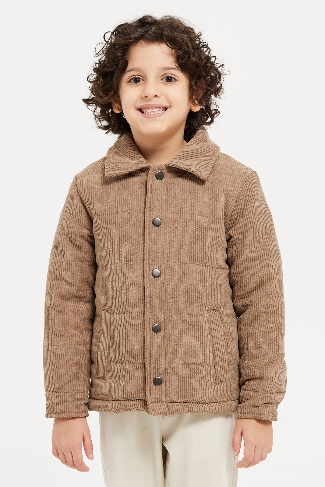 Boys Brown Puffer Jacket