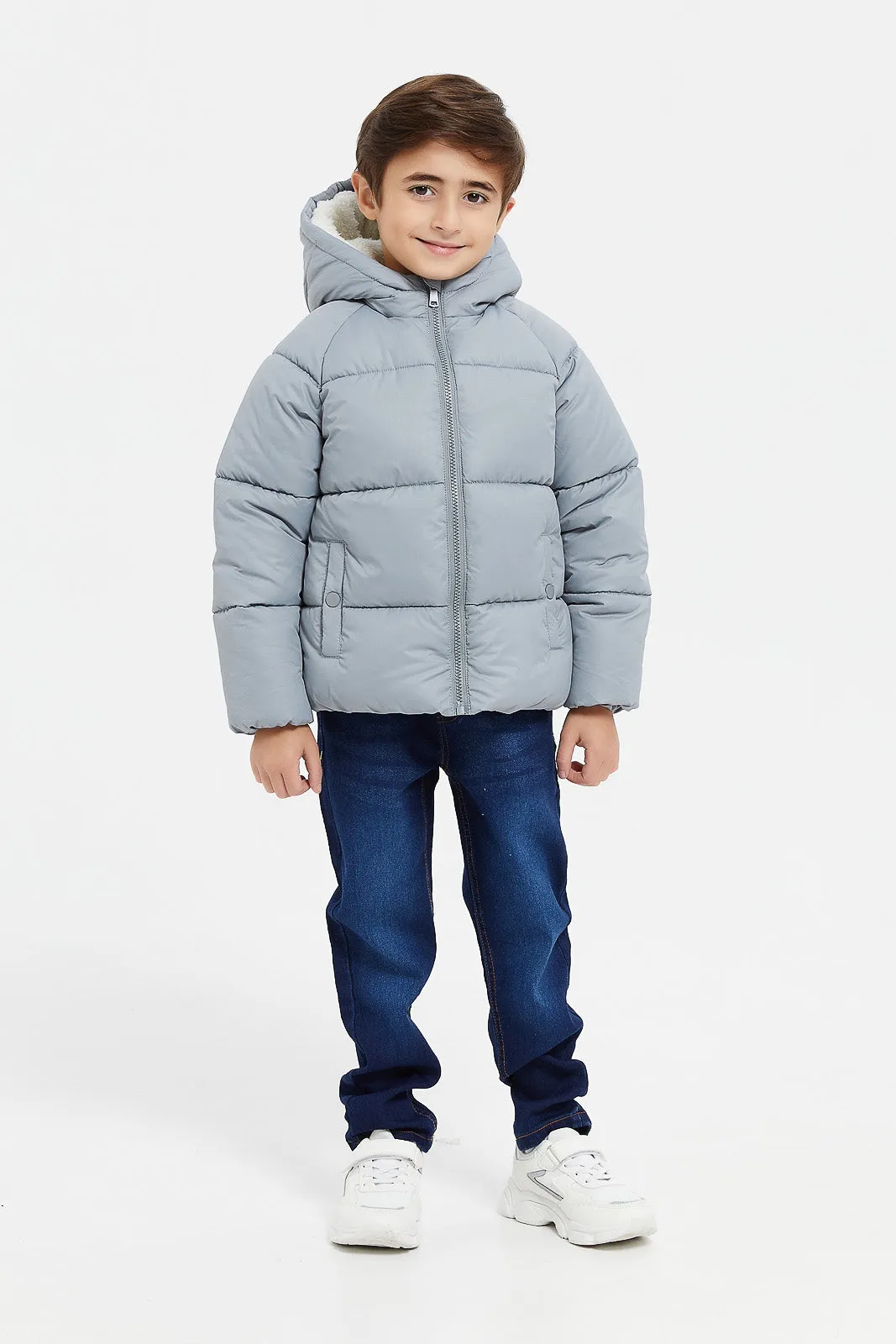 Boys Grey Puffer Jacket