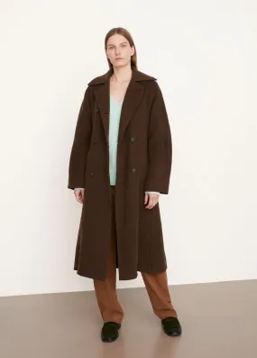 Brushed Wool Long Coat in Dark Clove