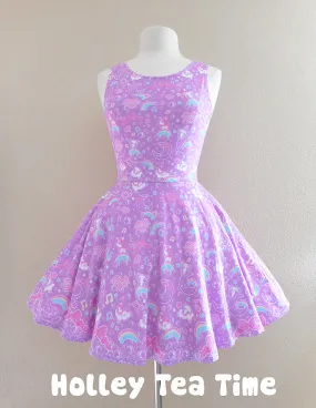 Bubbly dreams purple skater dress [made to order]