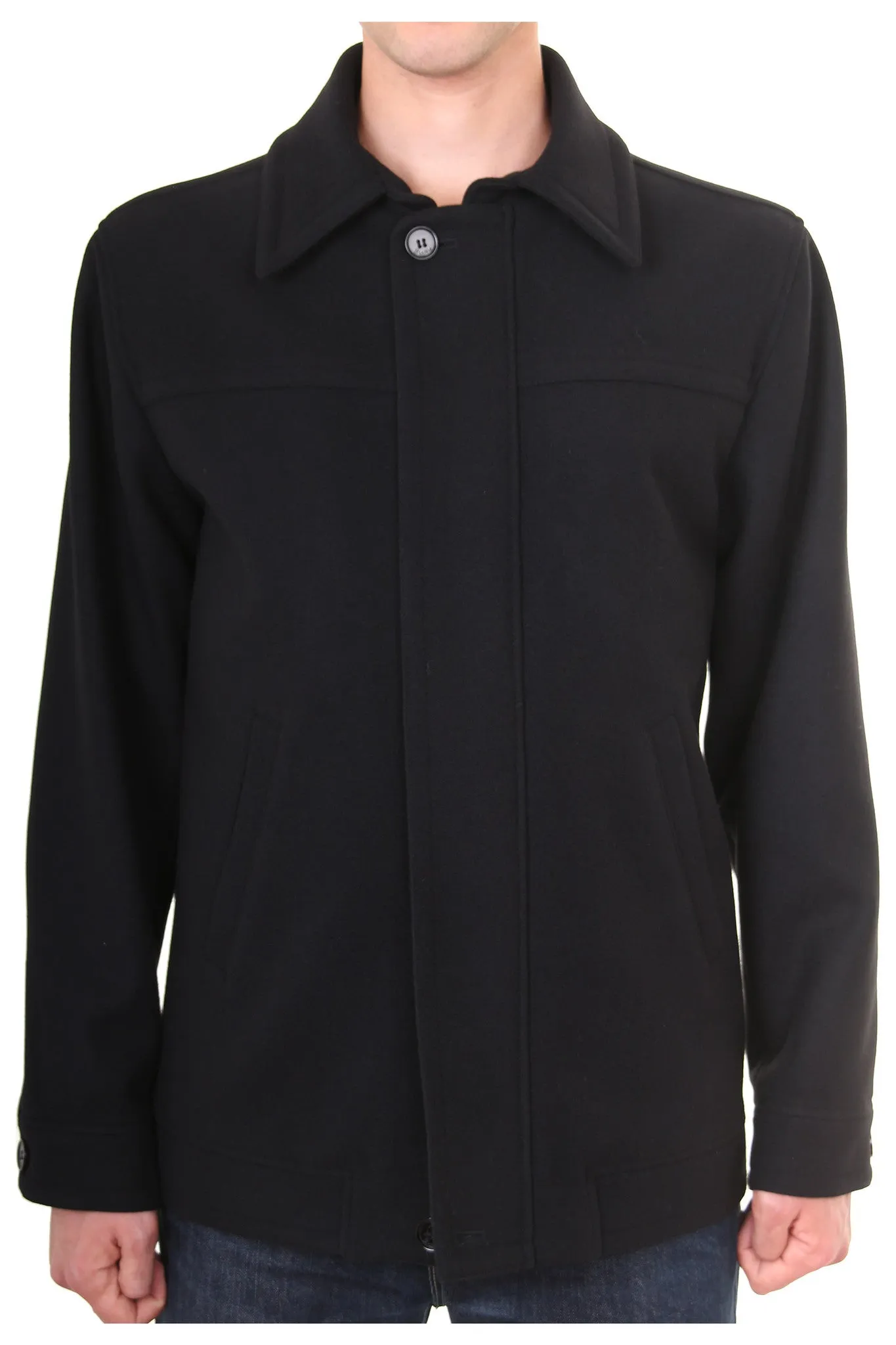 Busy Clothing Mens Black Cashmere Wool Blend Coat Jacket