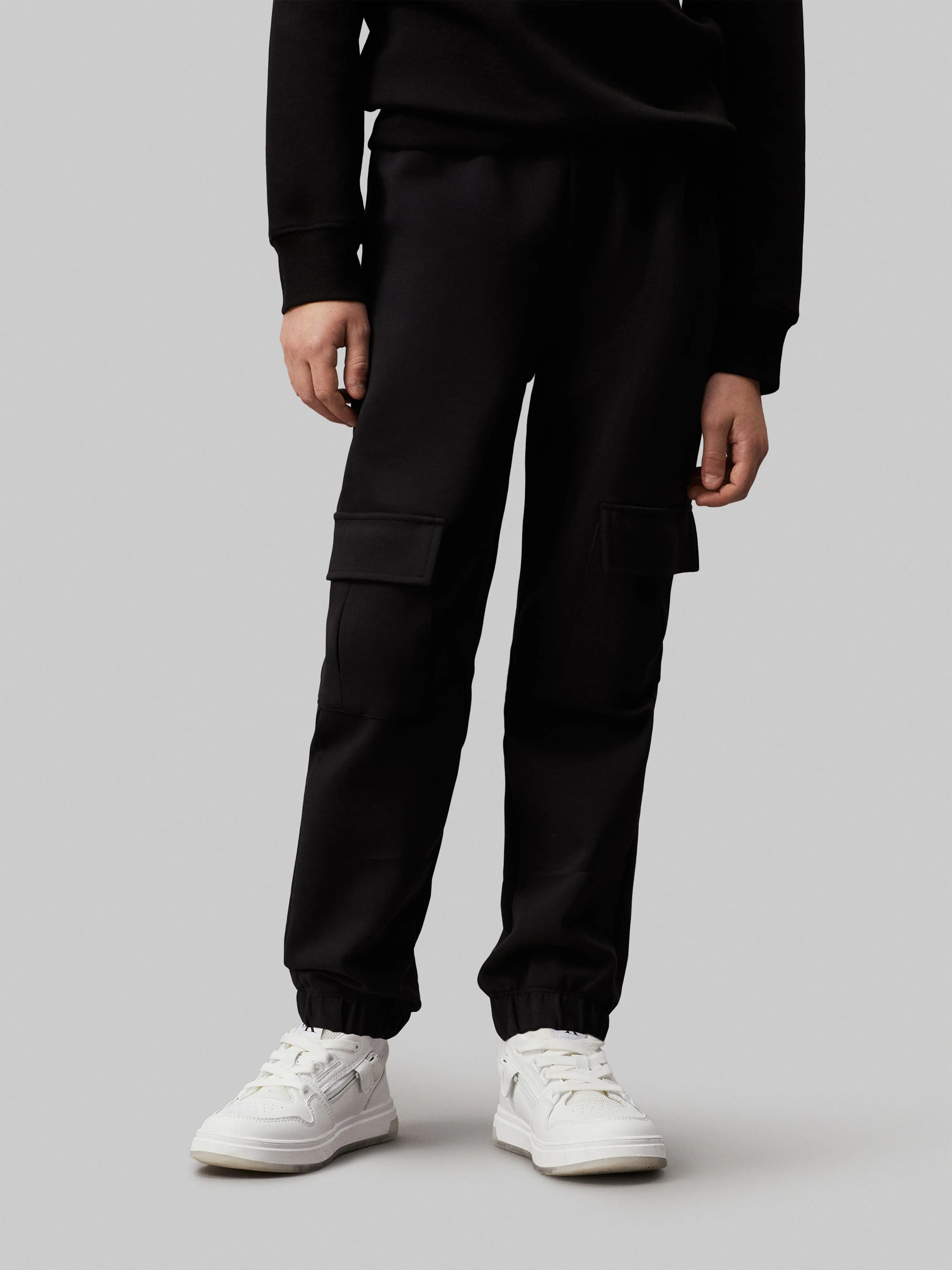 Calvin Klein Boys Tape Relaxed Cargo Pants in Black