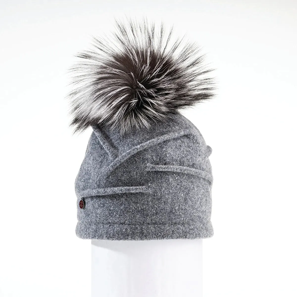 Canadian Hat | Clareta | Ormos Pleated Beanie with Upcycled Fur Pom