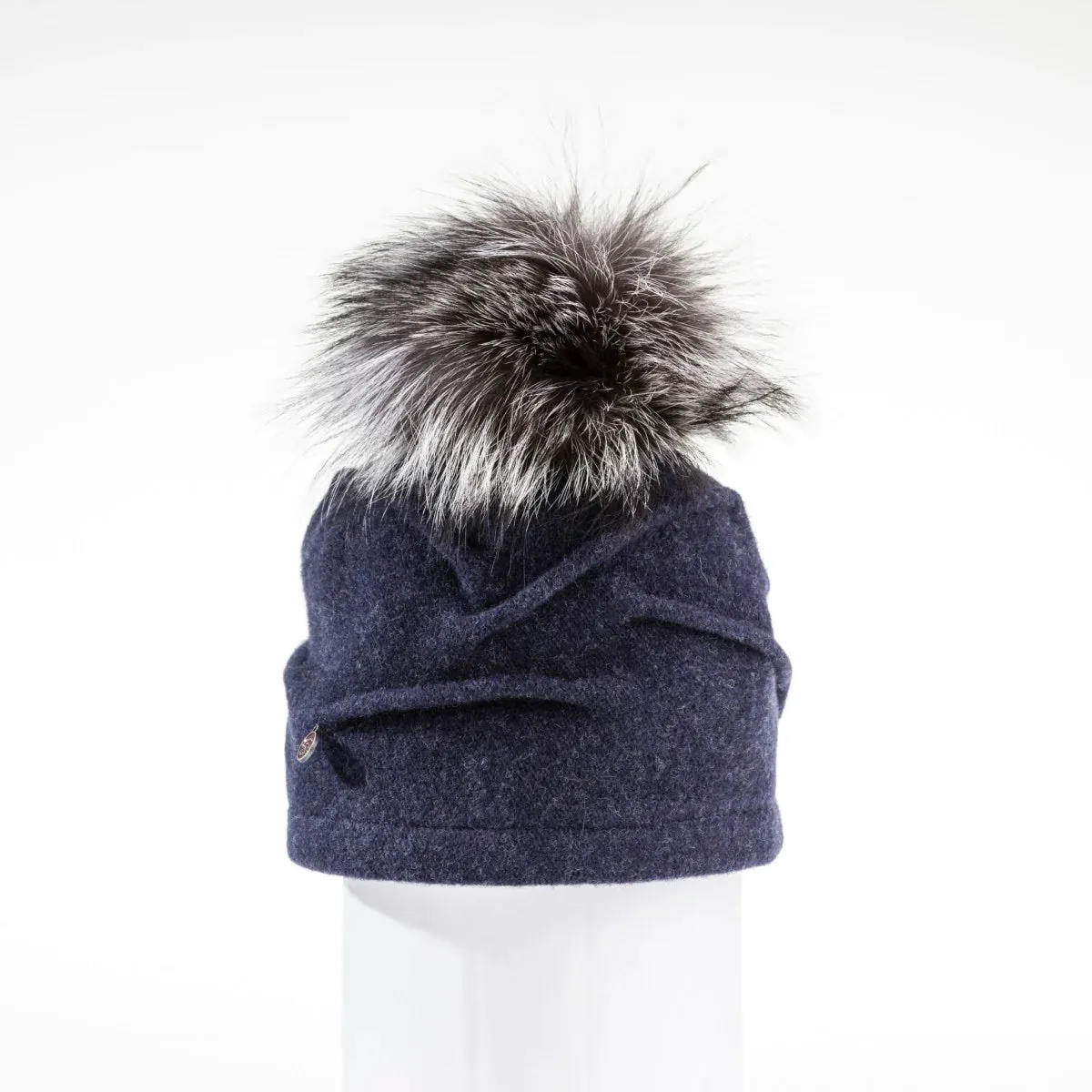 Canadian Hat | Clareta | Ormos Pleated Beanie with Upcycled Fur Pom