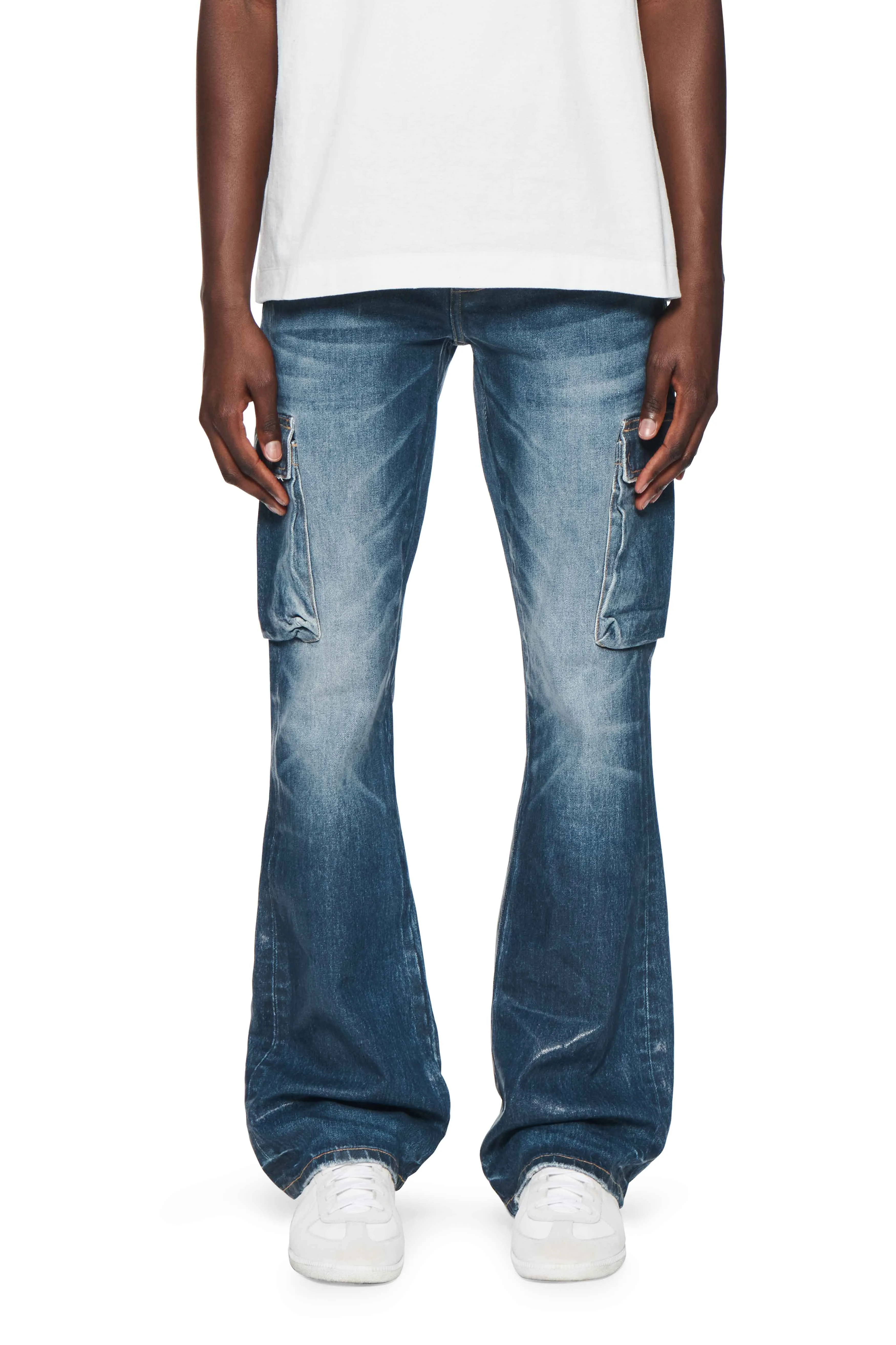 Cargo Flare Coated Jeans (Indigo) - P004CFGS424