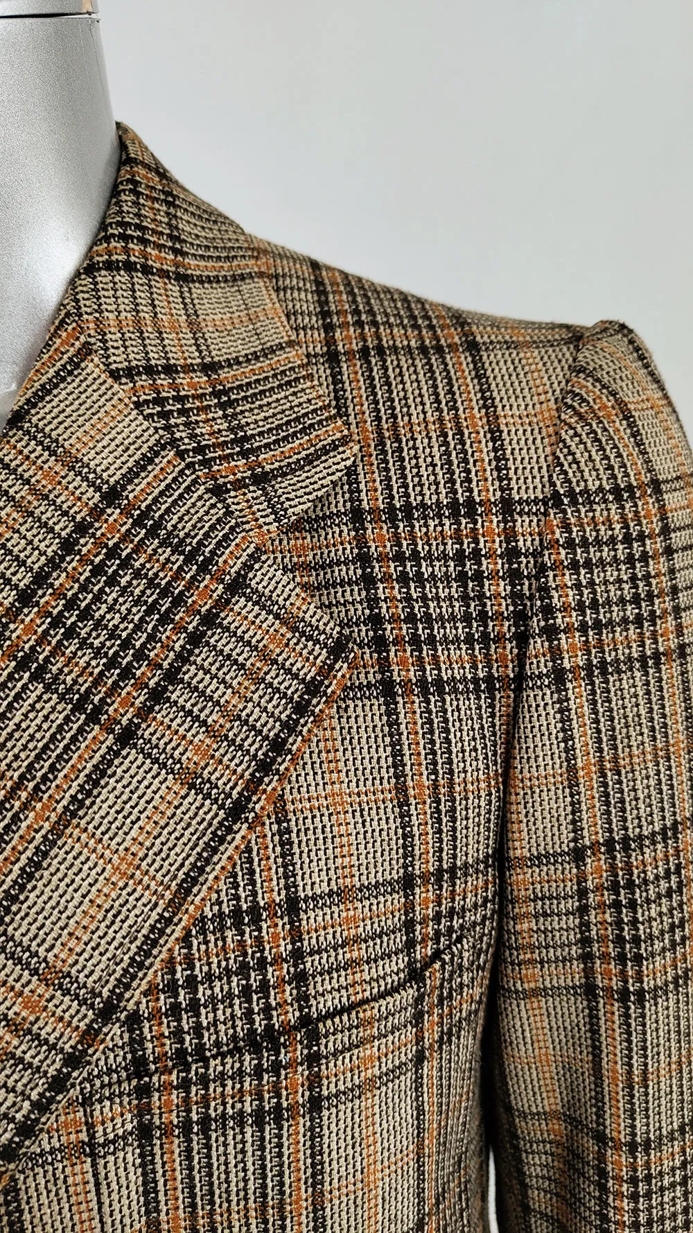 Carlton Club Vintage 70s Mens Checked Blazer Jacket, 1970s