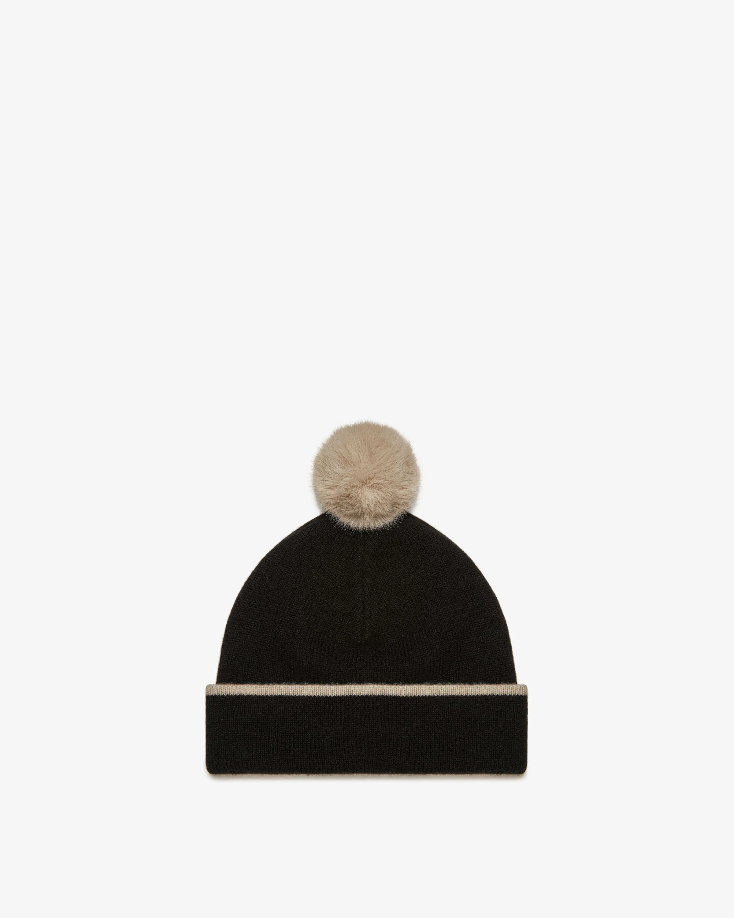 Cashmere Blend Beanie with Pom Pom