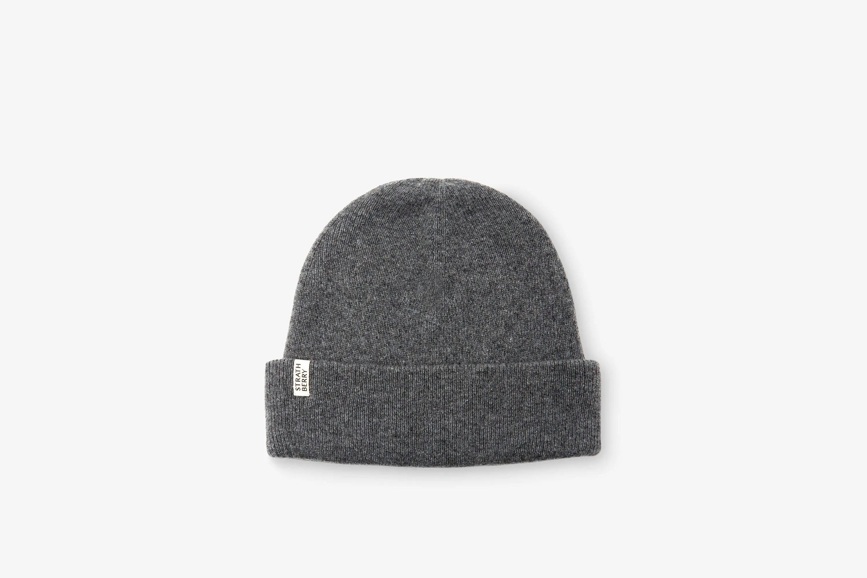 Cashmere Ribbed Beanie - Grey