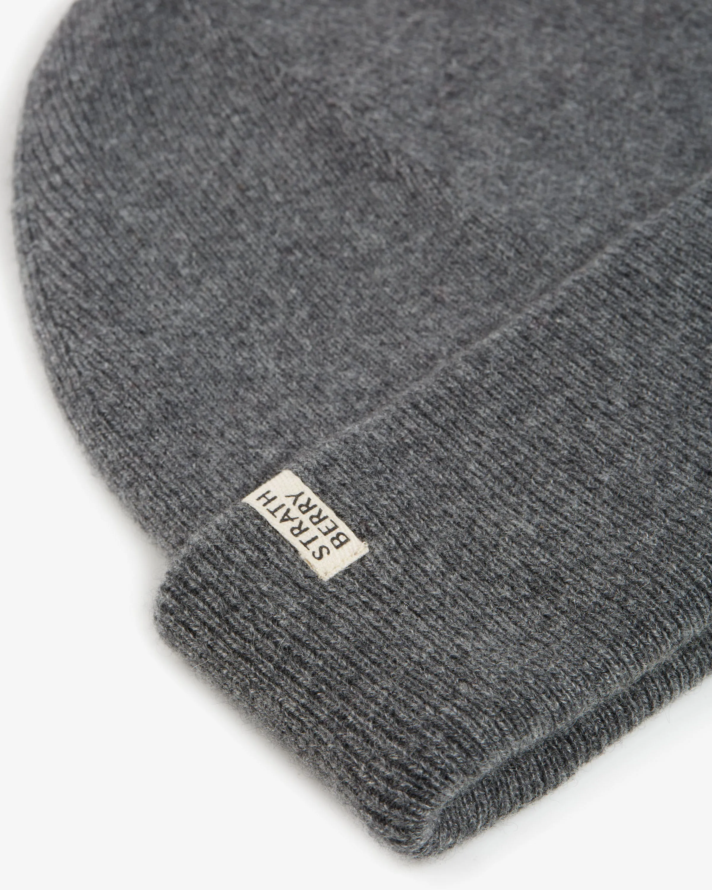 Cashmere Ribbed Beanie - Grey