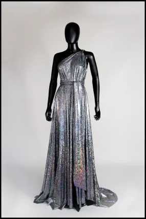 Cher - One Shoulder Silver Holographic Gown