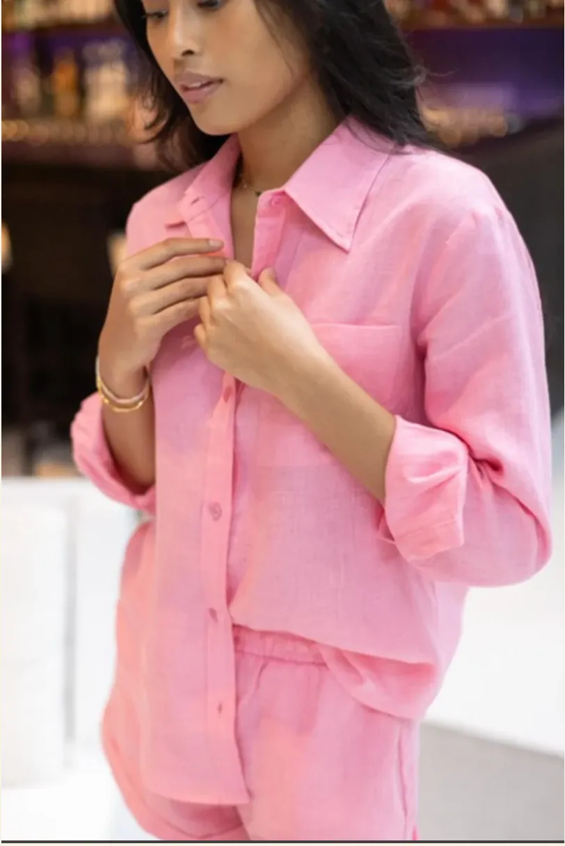 Classic Linen Shirt in French Pink