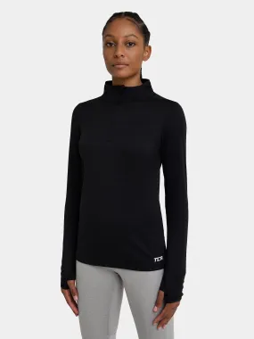 Cloud Fleece Quarter Zip Running Top For Women With Thumbholes & Side Zip Pocket