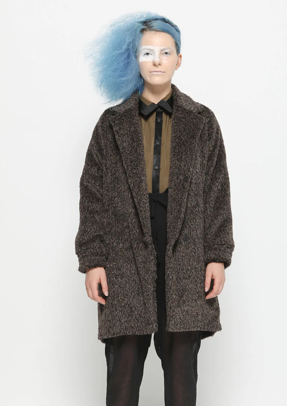 COAT - ALPACA SHAGGY brown/black