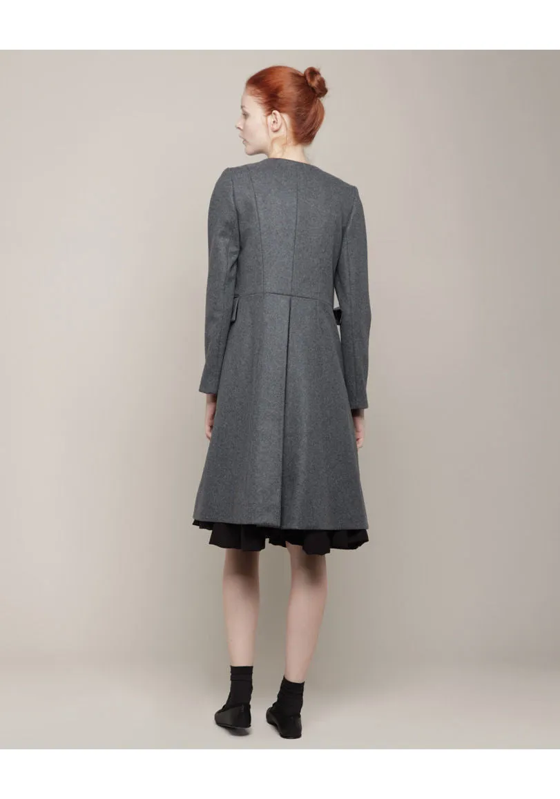 Collarless Wool Coat