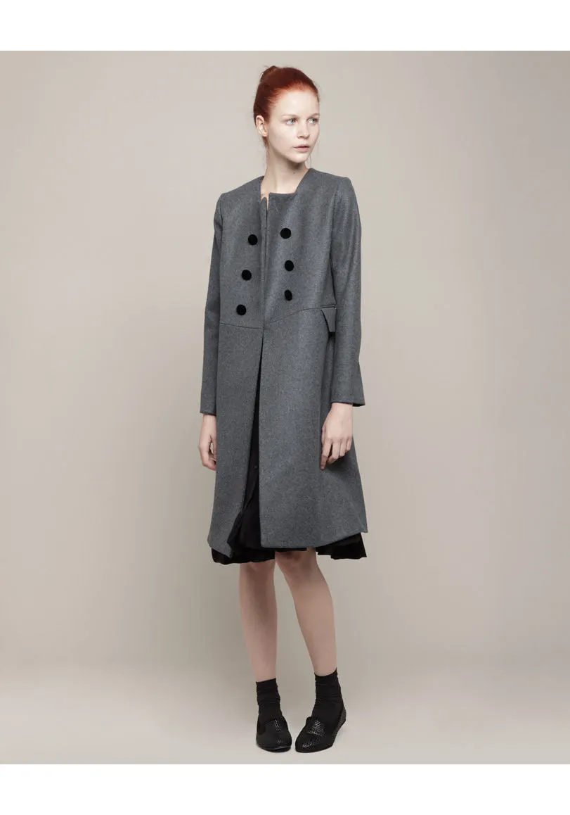 Collarless Wool Coat