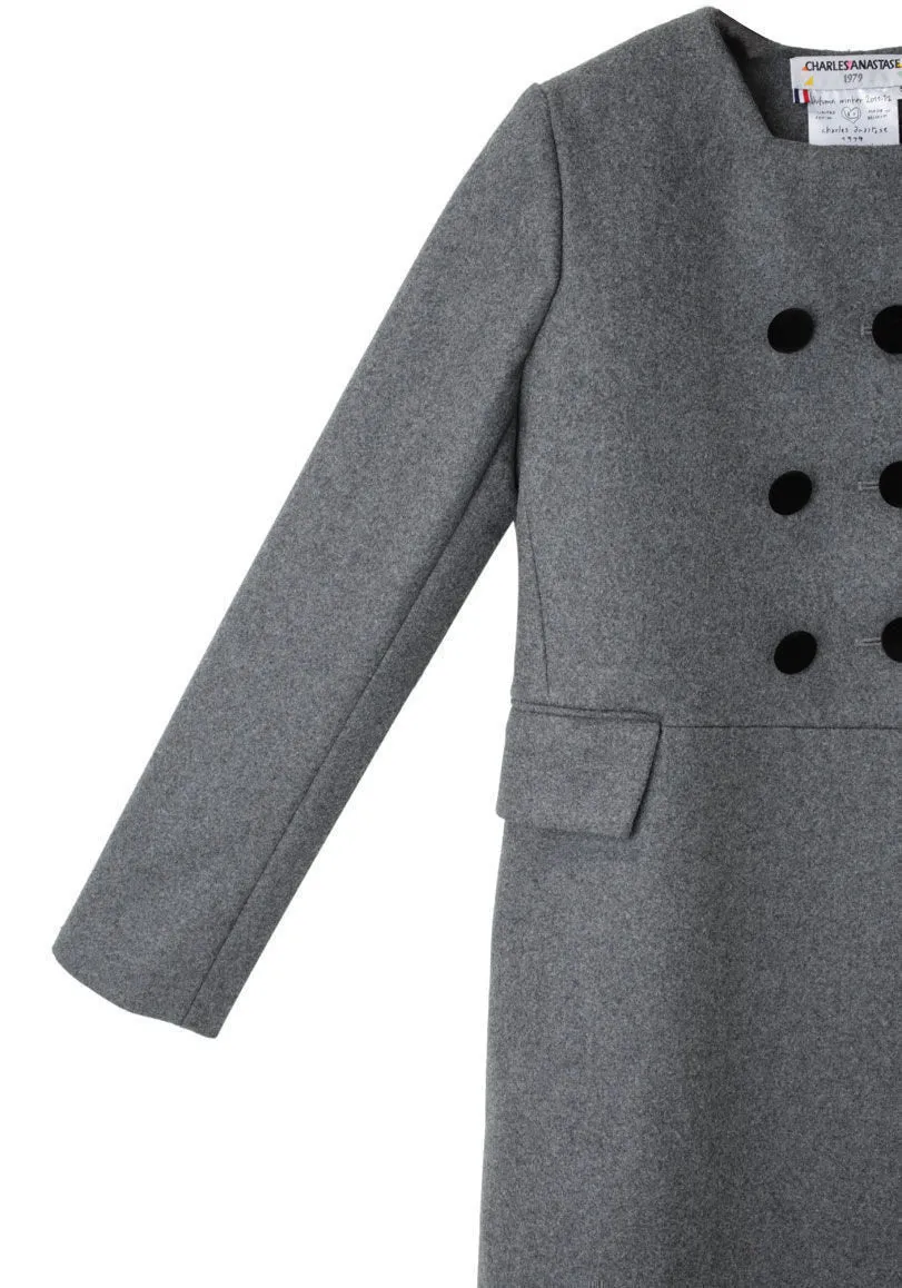 Collarless Wool Coat