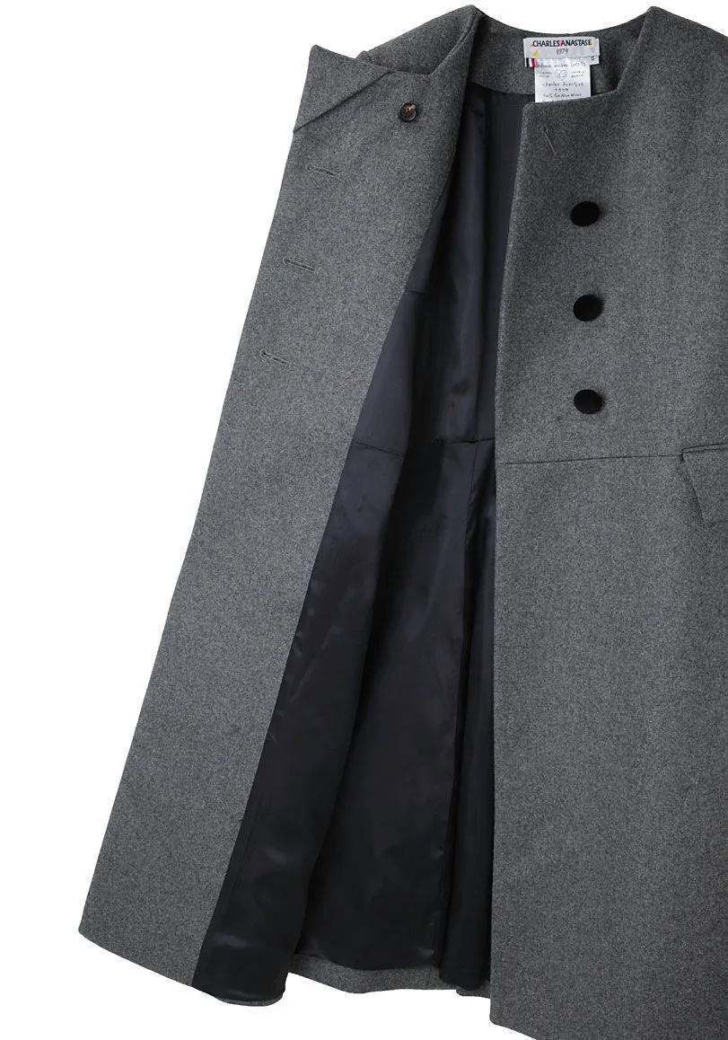 Collarless Wool Coat