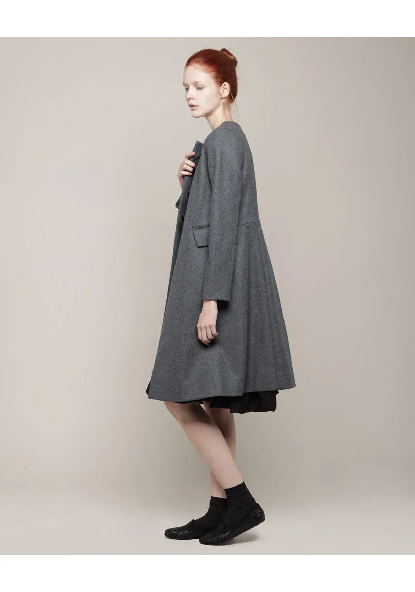 Collarless Wool Coat