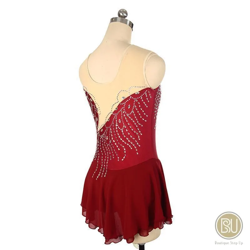 Competition Skating Dress Sleeveless With Feather Like Crystals