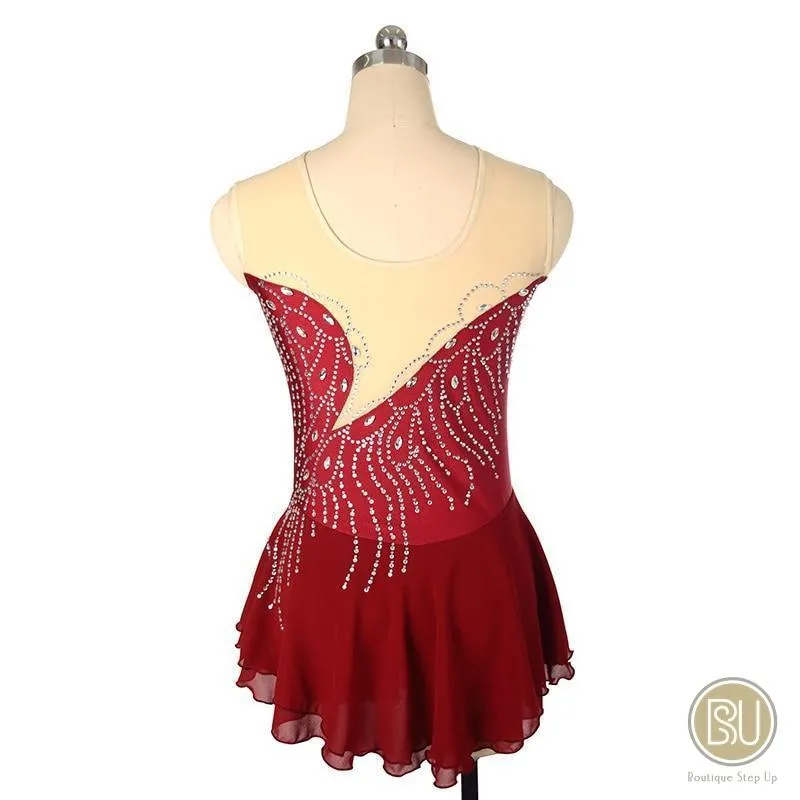 Competition Skating Dress Sleeveless With Feather Like Crystals