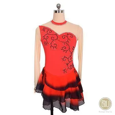 Competition Skating Dress Spanish Theme Black Red