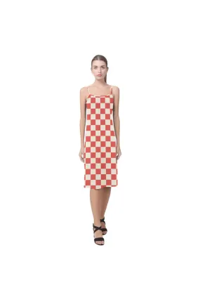 Coral Orange Checker Alcestis Slip Dress (Model D05)