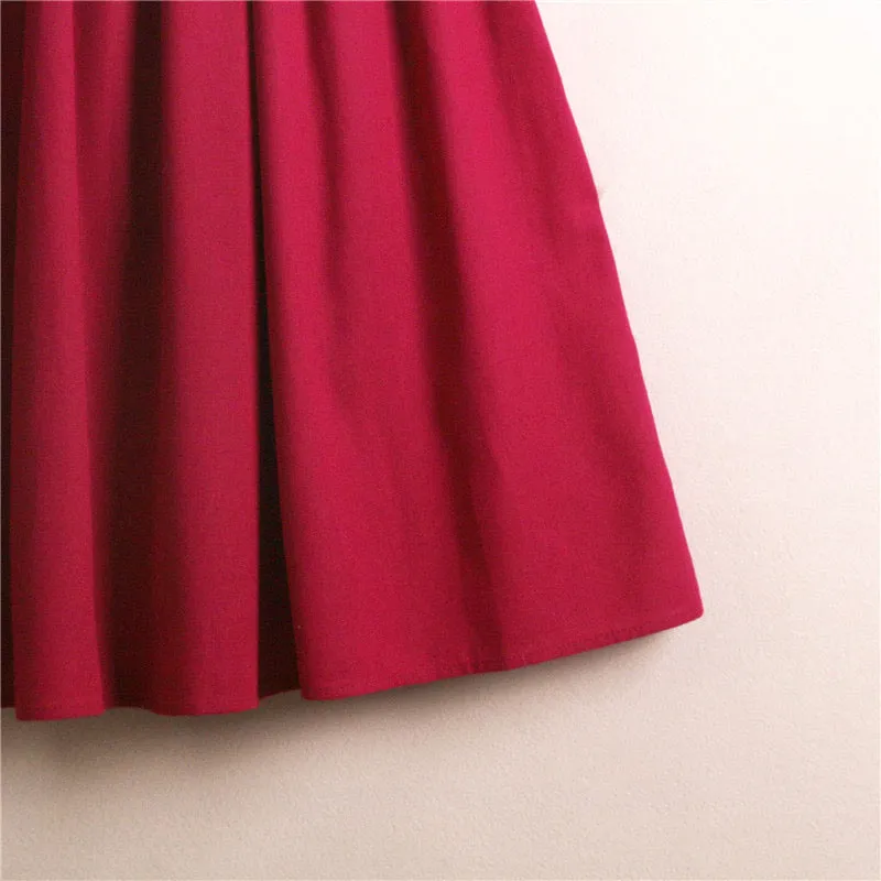 Cotton and linen half skirt, literary burgundy skirt,midi skirt  3578