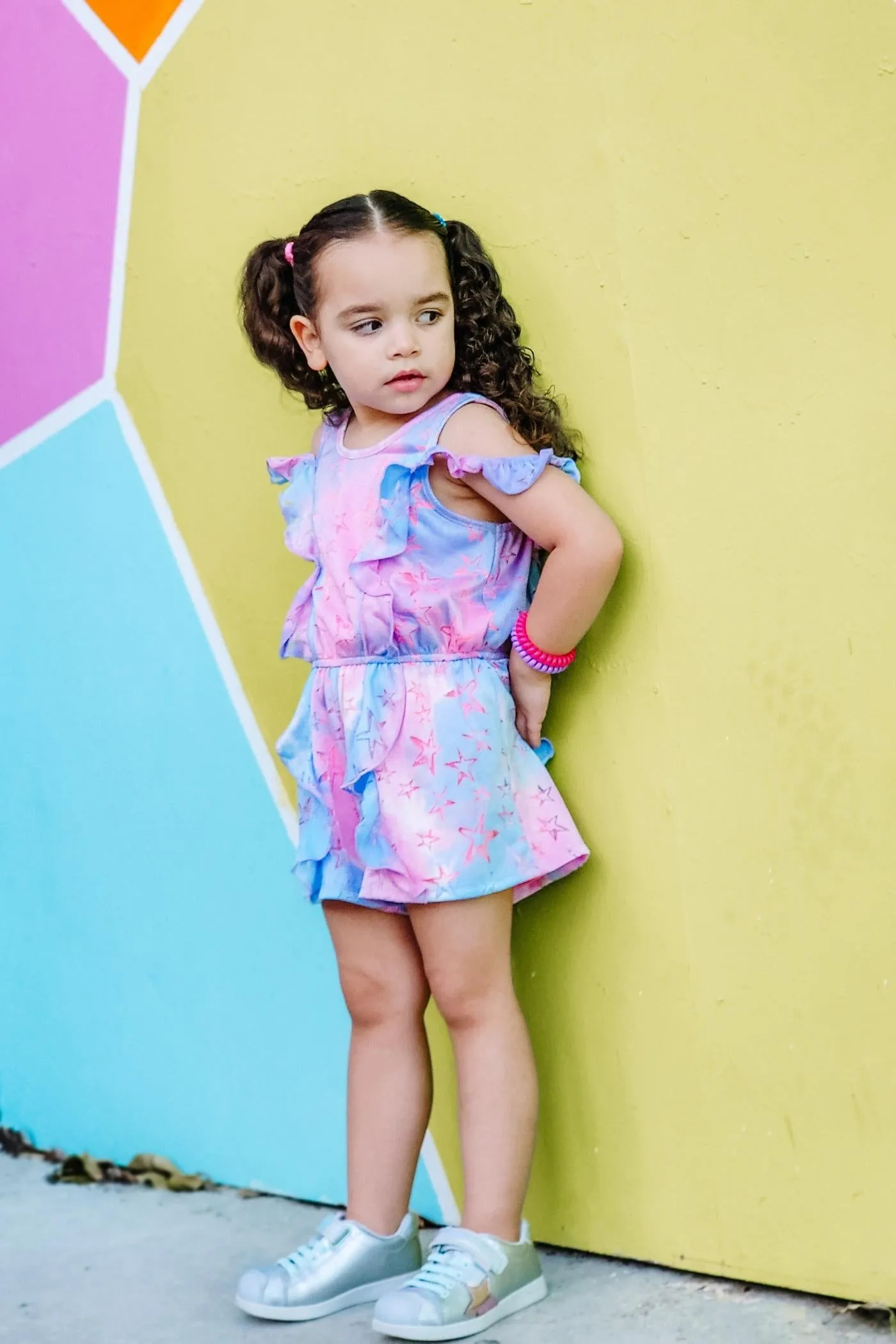 Cotton Candy Star Burnout Ruffle Romper