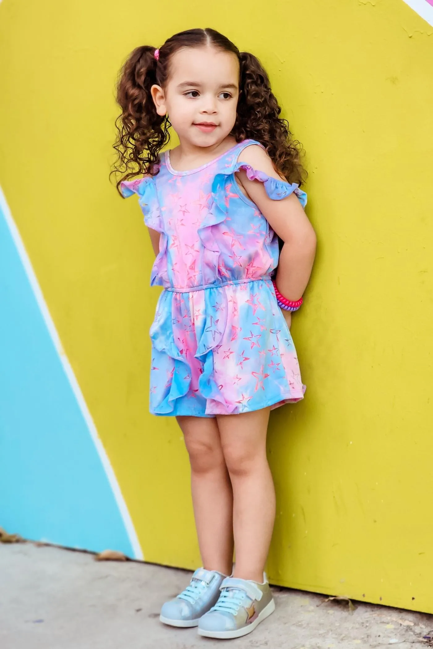 Cotton Candy Star Burnout Ruffle Romper