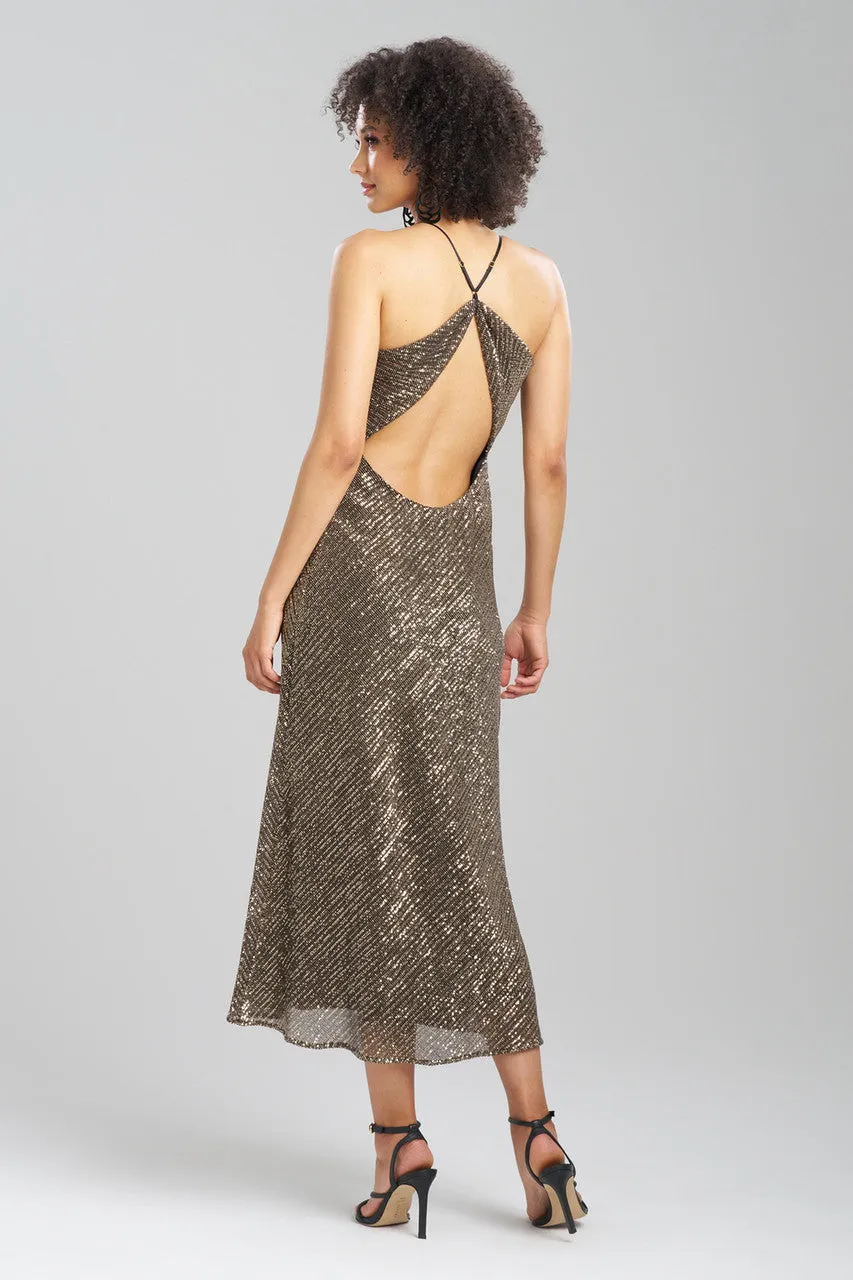 Couture All Over Sequins Open Back Slip Dress