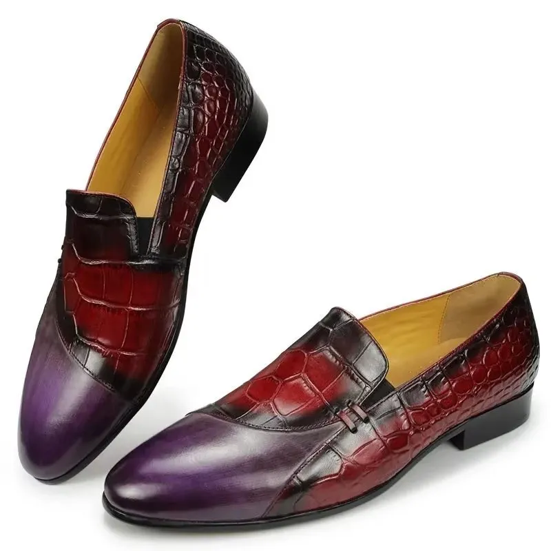 CrocLuxury Genuine Crocodile Pattern Leather Slip-On Loafers