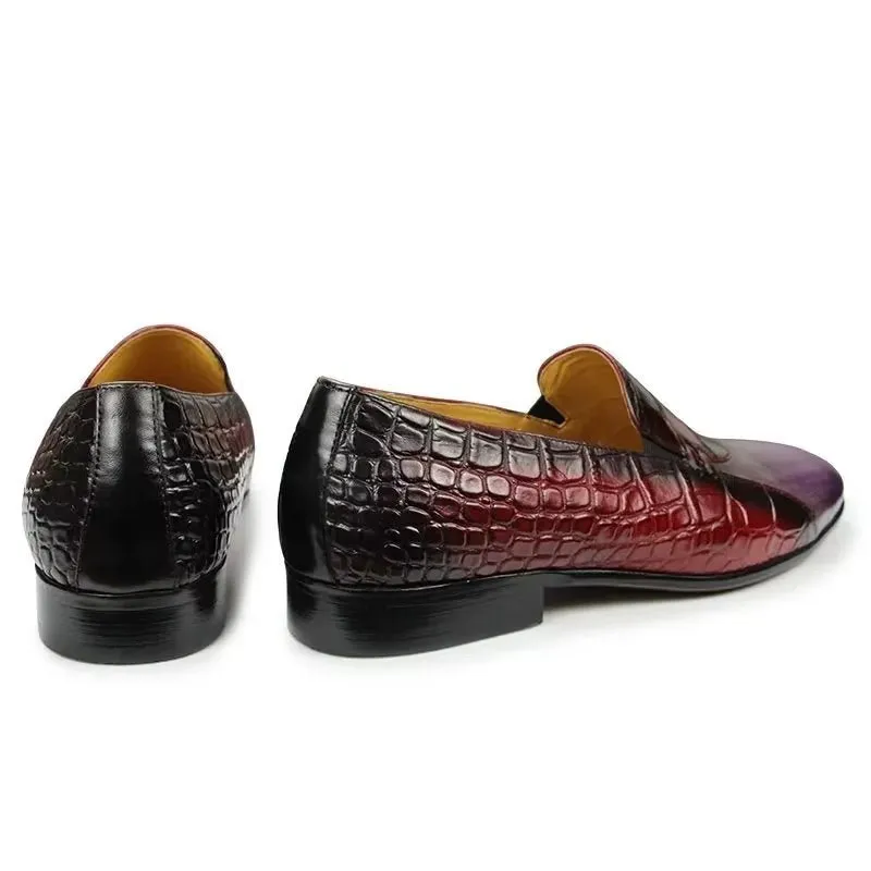 CrocLuxury Genuine Crocodile Pattern Leather Slip-On Loafers