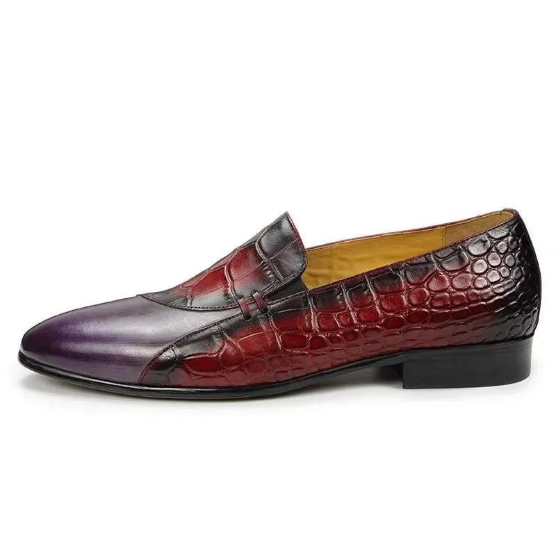 CrocLuxury Genuine Crocodile Pattern Leather Slip-On Loafers