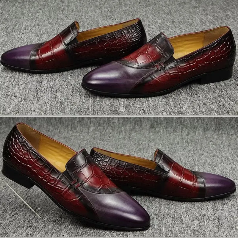 CrocLuxury Genuine Crocodile Pattern Leather Slip-On Loafers