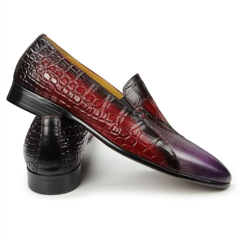 CrocLuxury Genuine Crocodile Pattern Leather Slip-On Loafers