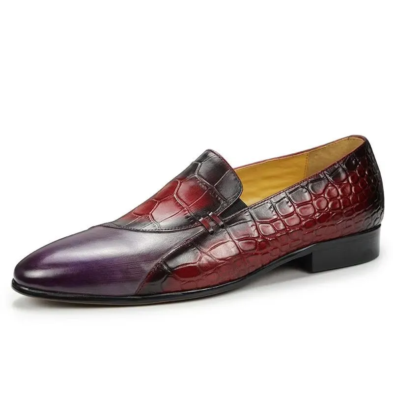 CrocLuxury Genuine Crocodile Pattern Leather Slip-On Loafers