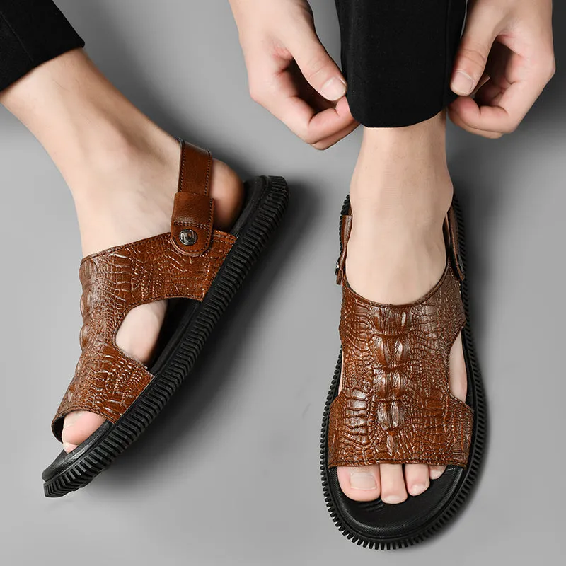 CrocoLuxe Slip-On Exotic Embossed Sandals