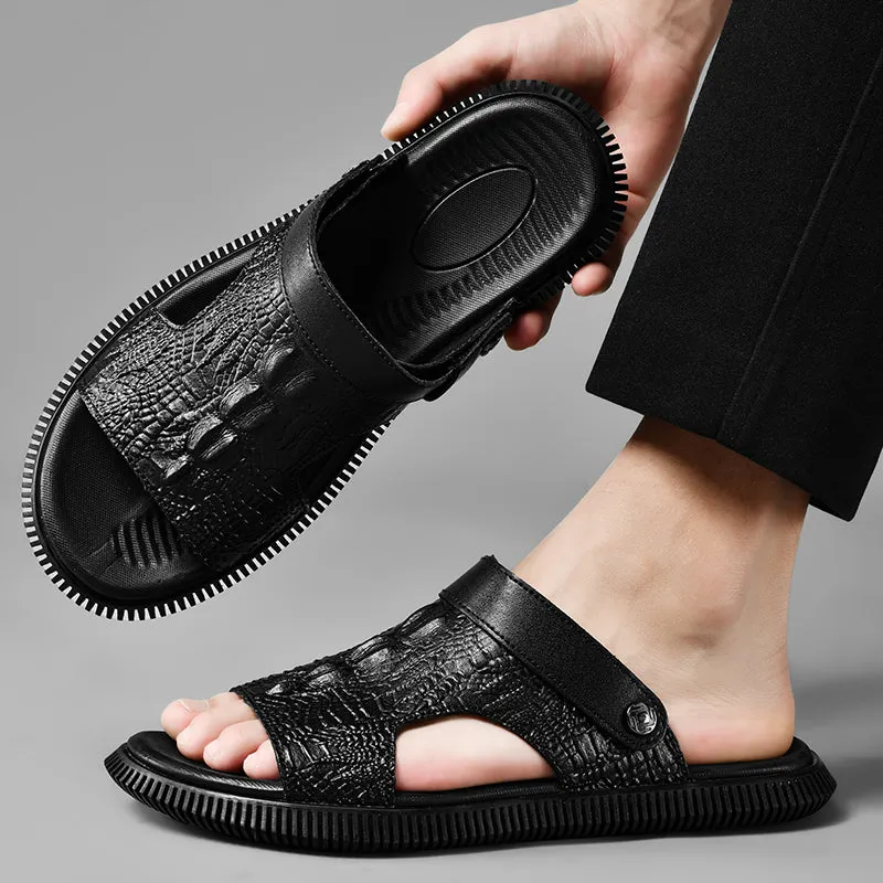 CrocoLuxe Slip-On Exotic Embossed Sandals